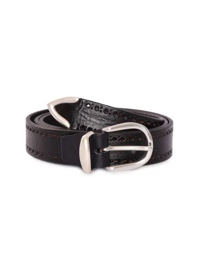 Alberto Luti Perforated Leather Belt In Black