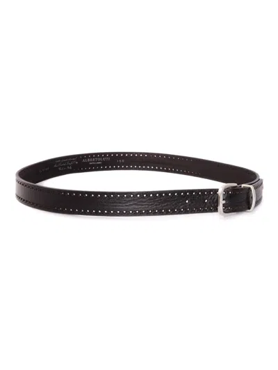 Alberto Luti Perforated Leather Belt In Black