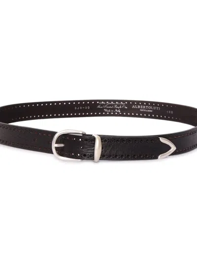 Alberto Luti Perforated Leather Belt In Black