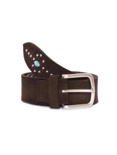 Alberto Luti Suede Studded Belt In Brown