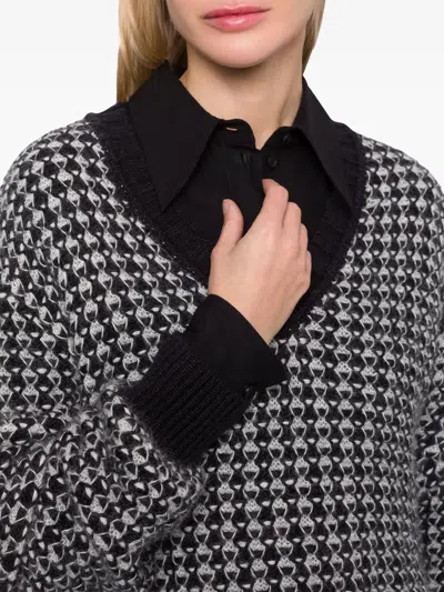 Alberta Ferretti Alberta Ferreti Black Oversized Viscose Sweater In Gray