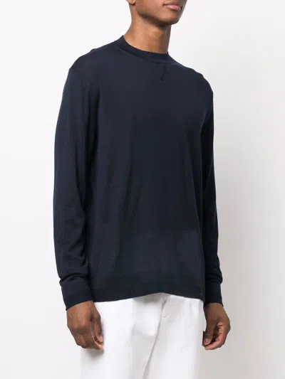 Ballantyne Black Cashmere Pullover In Blue
