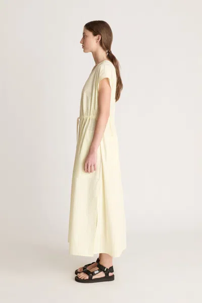 Lee Mathews Lm Poplin V Neck Dress In Yellow