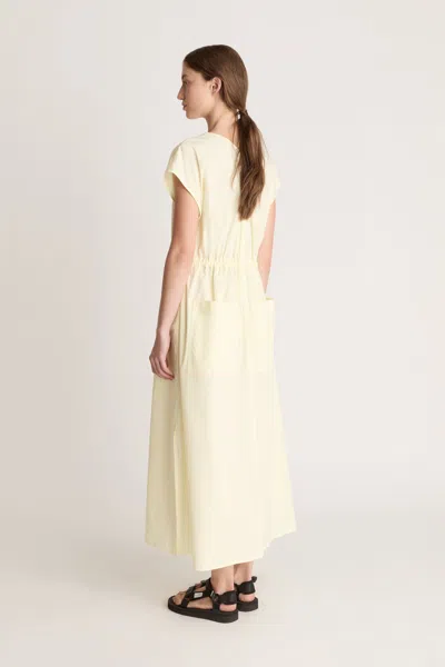 Lee Mathews Lm Poplin V Neck Dress In Yellow