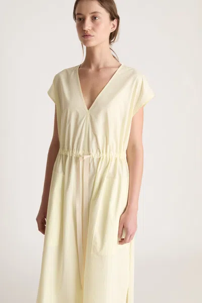 Lee Mathews Lm Poplin V Neck Dress In Yellow