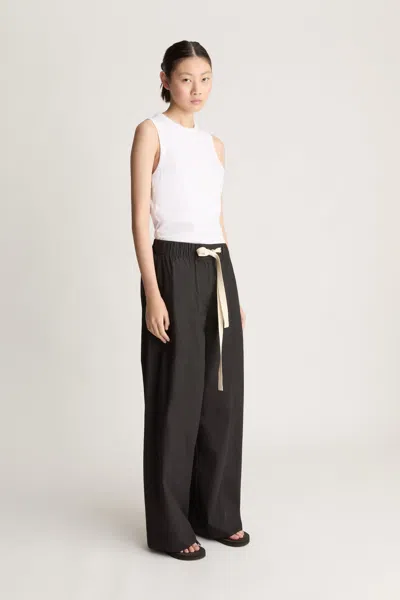 Lee Mathews Lm Poplin Wide Leg Pant In Black