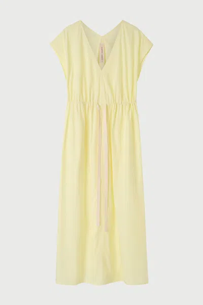 Lee Mathews Lm Poplin V Neck Dress In Yellow