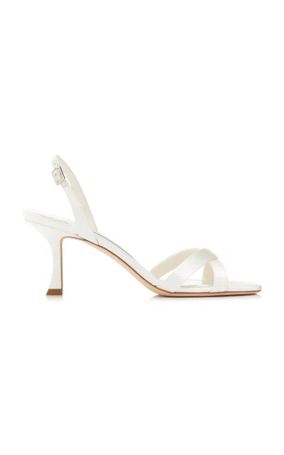 Jimmy Choo Womens Latte Elsy 70 Leather Heeled Sandals Eur 41 / 8 Uk In White