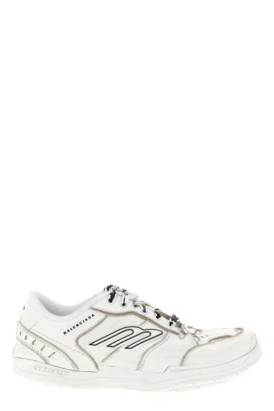 Balenciaga Women Hamptons Worn-out Leather Low-top Sneakers In Neutral