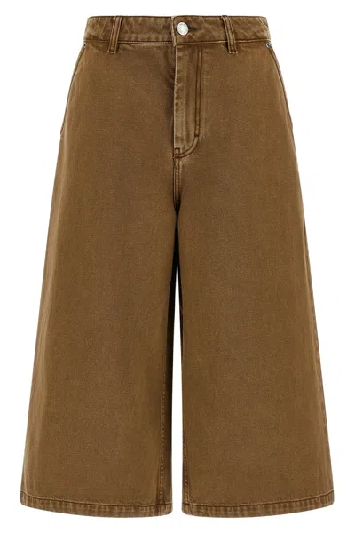 Ami Alexandre Mattiussi Ami Paris Denim Bermuda Shorts In Brown