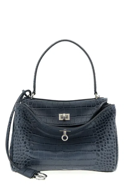 Balenciaga Women Air Force Blue Leather Small Rodeo Handbag In Blue