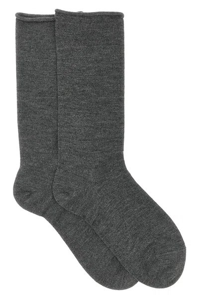 Brunello Cucinelli Cashmere Knit Socks In Gray