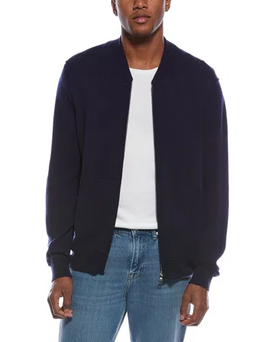 Kier + J College Wool & Cashmere-blend Zip-up Cardigan In Blue