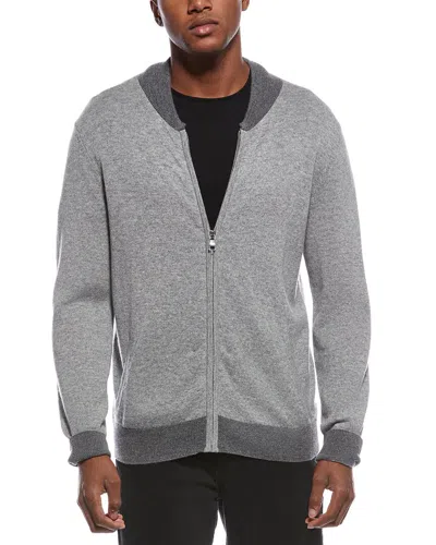 Kier + J College Wool & Cashmere-blend Zip-up Cardigan In Gray