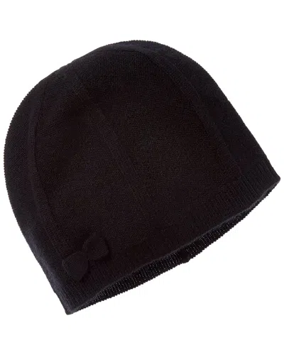 Amicale Cashmere Bow Cashmere Beanie In Black
