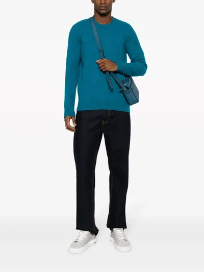 Drumohr Blue Wool Crew Neck Sweater In Blue