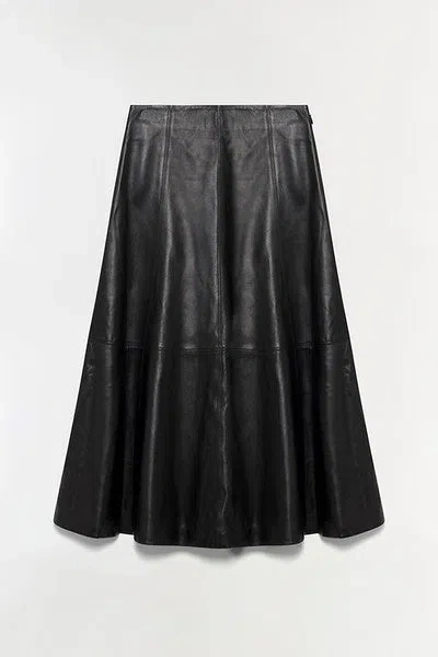 Simkhai Ryma Paneled Leather Midi Skirt In Black