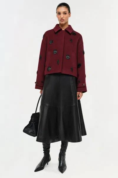 Simkhai Ryma Paneled Leather Midi Skirt In Black