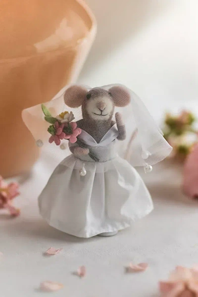 Terrain Fancy Bride Mouse Felt Critter In Multi