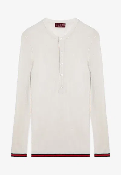 Gucci Signature Web-trimmed Sweater In White