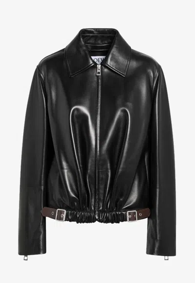 Loewe Belted Jacket In Nappa Lambskin In Black