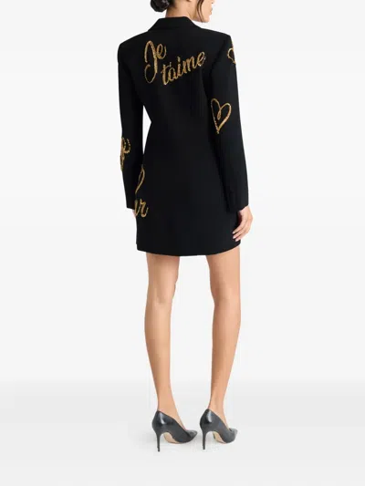 Cinq À Sept Crushed Sequin Long Sleeve Coat Dress In Black