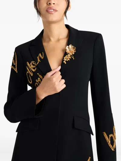 Cinq À Sept Crushed Sequin Long Sleeve Coat Dress In Black