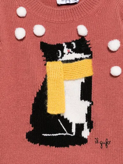 Il Gufo Pom-pom Appliqués Sweater In Pink