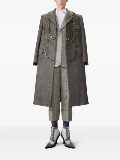 Thom Browne Pow Glen Plaid Hunting Tweed Single Breasted Blazer In Gray