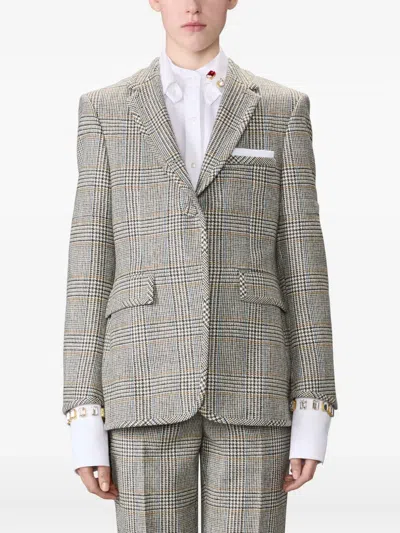 Thom Browne Pow Glen Plaid Hunting Tweed Single Breasted Blazer In Gray