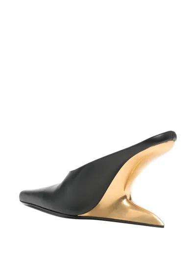 Alexander Wang Boomerang 105mm Wedge Mule Shoes In Black