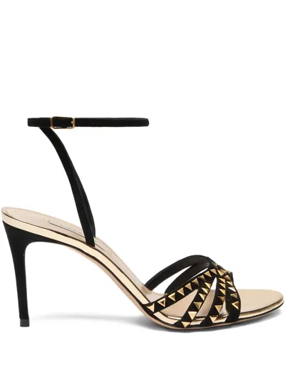 Casadei 180mm Leather Studded Sandals In Black