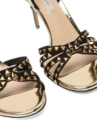 Casadei 180mm Leather Studded Sandals In Black