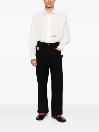 Bode Embroidered Denim Knolly Brook Trousers In Black