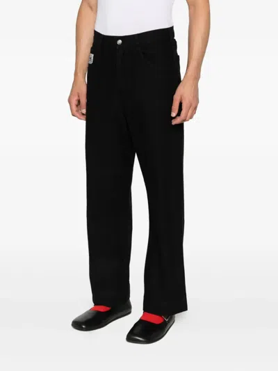 Bode Embroidered Denim Knolly Brook Trousers In Black