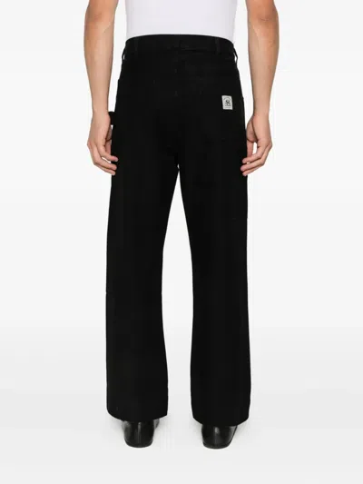 Bode Embroidered Denim Knolly Brook Trousers In Black