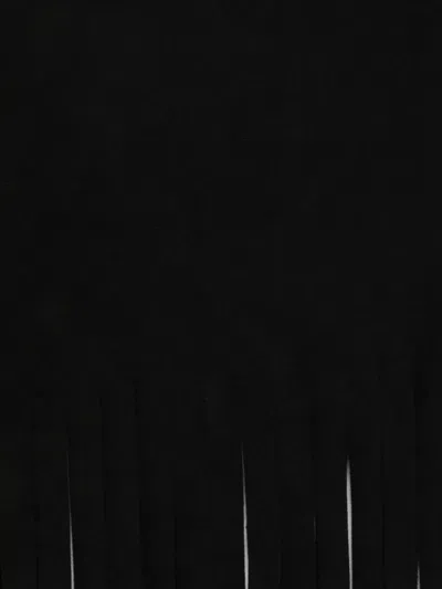 Sportmax Long Rectangular Scarf Featuring Fringe Embellishments In Black