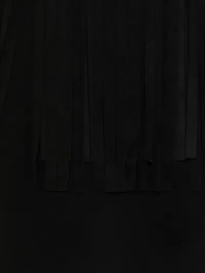 Sportmax Long Rectangular Scarf Featuring Fringe Embellishments In Black