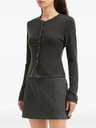 B+ab Button-embellished Cardigan In Gray