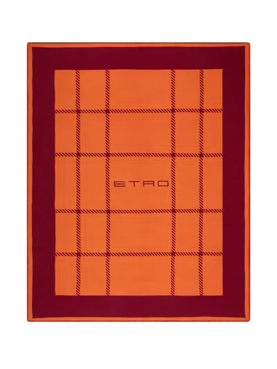 Etro Home Check-pattern Throw Blanket (190cm X 140cm) In Red