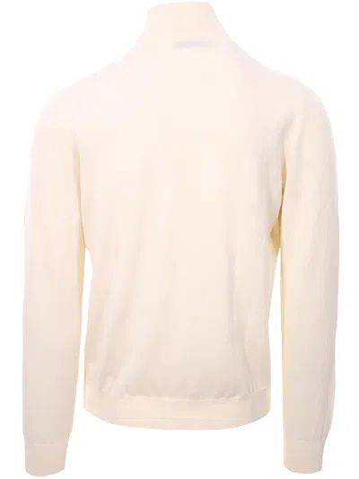 Gran Sasso White Wool Cyclist Sweater In Pink