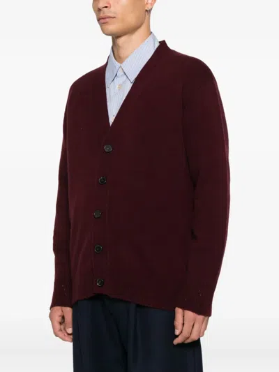 Amaranto Distressed Buttoned Cardigan With Rugged Aesthetics In Brown