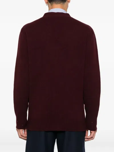 Amaranto Distressed Buttoned Cardigan With Rugged Aesthetics In Brown