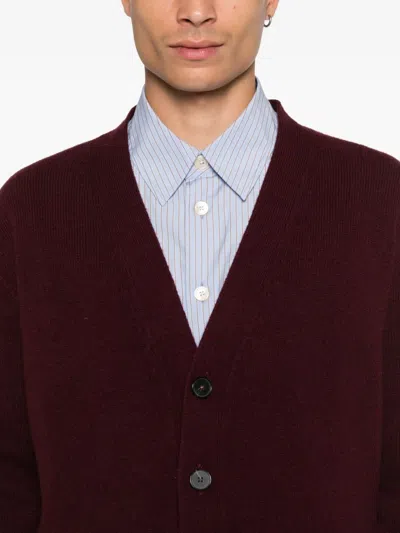 Amaranto Distressed Buttoned Cardigan With Rugged Aesthetics In Brown