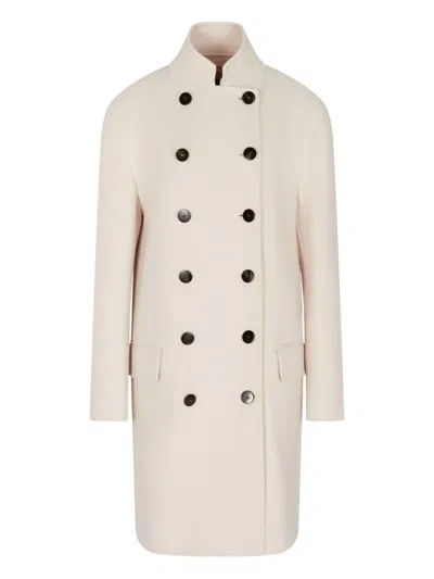 Giorgio Armani Double-breasted Coat In Neutral