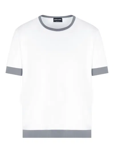 Giorgio Armani Crew-neck Organic Cotton T-shirt In White