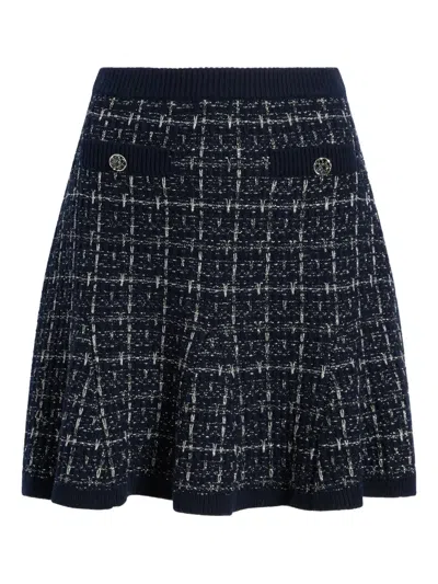 Cinq À Sept Ainara Button Check-pattern Mini Skirt In Blue