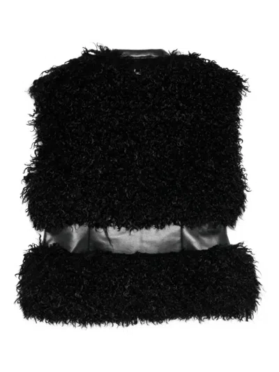 Apparis Cleo Faux-fur Vest Jacket In Black