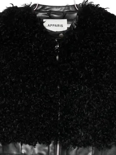 Apparis Cleo Faux-fur Vest Jacket In Black