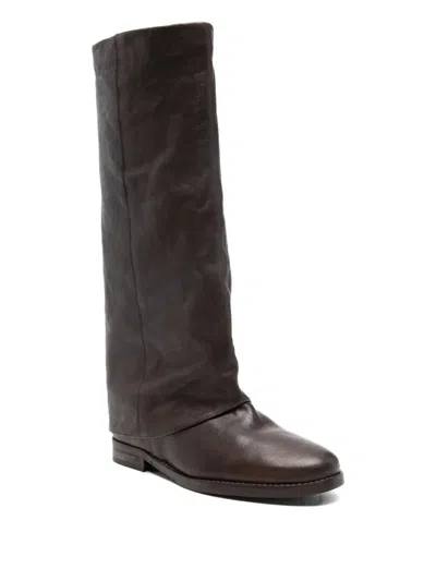 Julie Dee Leather Knee-length Boots In Brown